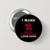 Hersenaneurysma bordeaux bewustzijnslint ronde button 5,7 cm (Voorkant /achterkant)