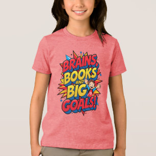 Hersenboeken en grote doelen - Leuke Back-to-Schoo Tri-Blend Shirt