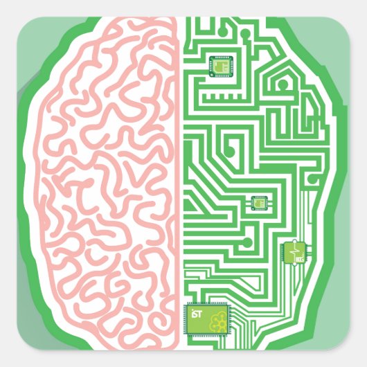 Hersencircuitvector Vierkante Sticker (Voorkant)