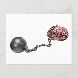 Hersenen met bal en ketting briefkaart