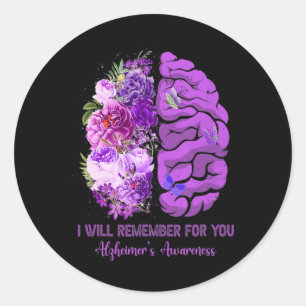 Hersenen Onthouden voor u Alzheimerheimer Awarenes Ronde Sticker