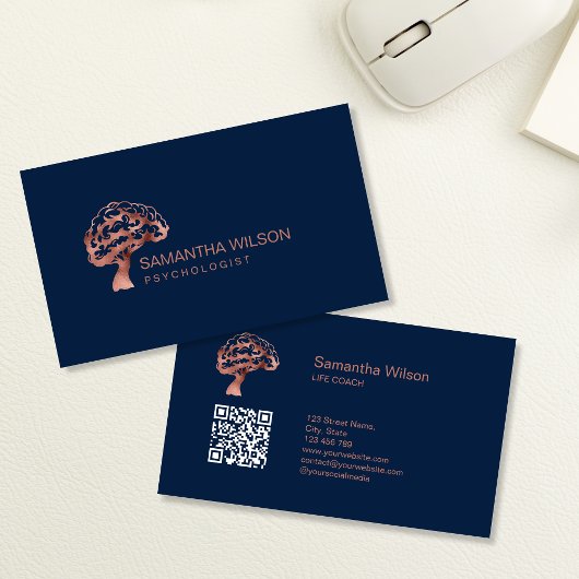 Hersenen Psycholoog Therapeut Psychiater QR-code Visitekaartje
