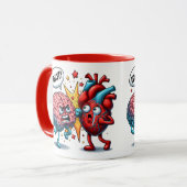 Hersenen vs hart grappige emoties mok (Voorkant links)