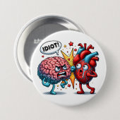 Hersenen vs hart grappige emoties ronde button 7,6 cm (Voorkant /achterkant)