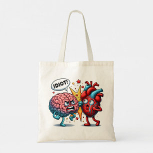 Hersenen vs hart grappige emoties tote bag