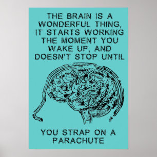 Hersenen Werkende Valparachute Sky Diving Grappige Poster