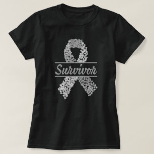 Hersenkanker Overlevende Hart Grijs Lint T-shirt