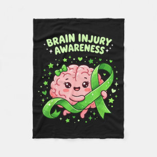 Hersenletsel bewustzijn cute groene lint mentaleHe Fleece Deken