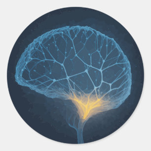 Hersennetwerk illustratie met halo's ronde sticker