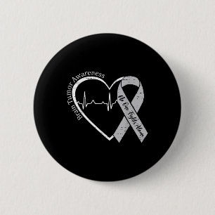 Hersentumor Bewustzijn Hart Grijze Ribbon Mannen V Ronde Button 5,7 Cm