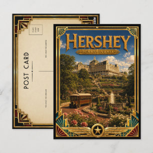 Hershey Pennsylvania Vintage Art Deco Gouden Tijdp Briefkaart