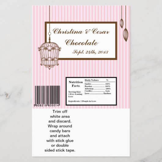 Hershey's Large Bar Wrapper Birdcage/roze Stripes Flyer (Voorkant)