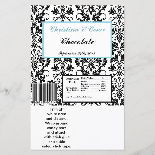 Hershey's Large Bar Wrapper Black Damask Blue (Voorkant)
