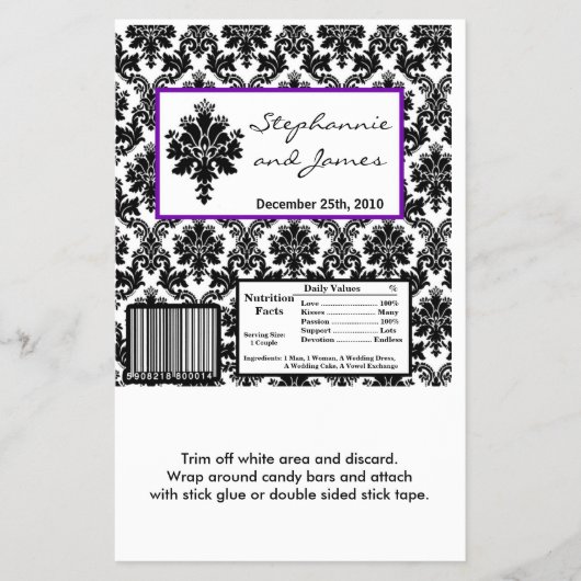 Hershey's Large Bar Wrapper Black Paars Damask Flyer (Voorkant)