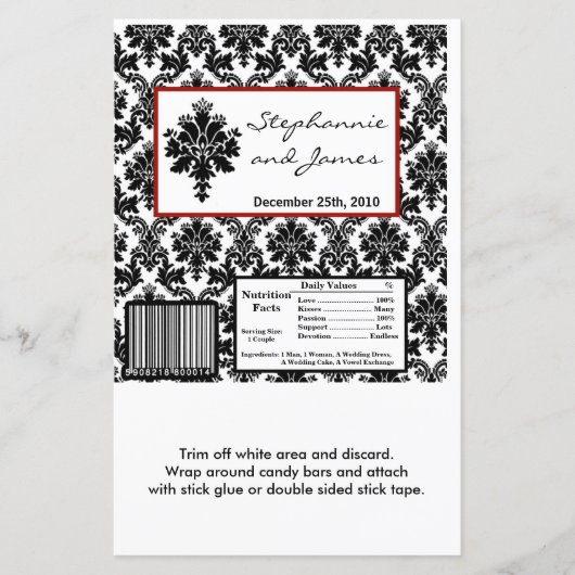 Hershey's Large Bar Wrapper Black Red Damask (Voorkant)