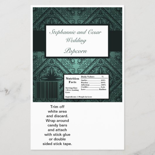 Hershey's Large Bar Wrapper Blauwgroen Damask Flyer (Voorkant)