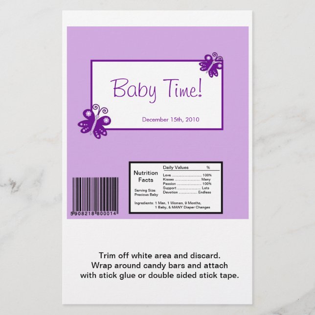 Hershey's Large Bar Wrapper Paarse Butterfly (Voorkant)