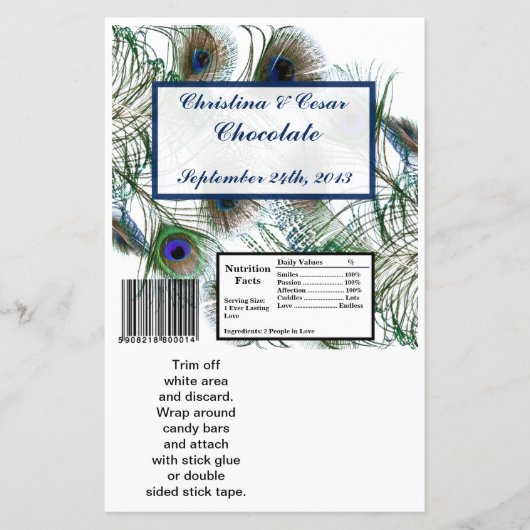 Hershey's Large Bar Wrapper Peacock Feathers Blue (Voorkant)