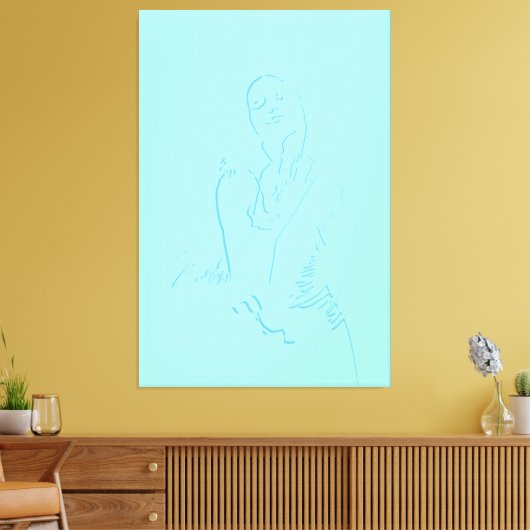 Hershing Waterverf Line Art Dansend Vrouw Canvas Afdruk (Insitu (Woonkamer))