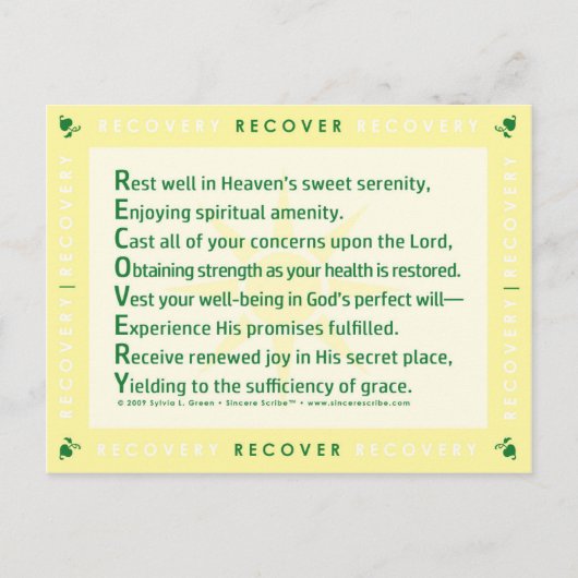 Herstel (acrostichon) briefkaart (Voorkant)