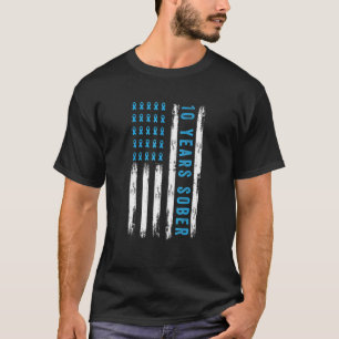Herstel van drugsverslaving 10 jaar Sober Usa T-shirt