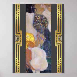 Herstelbare Klimt Goldfish Art Nouveau Painting Poster