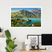  hersteld uitzicht van Spiez (Bern) Zwitserse Alpe Poster (Thuiskantoor)