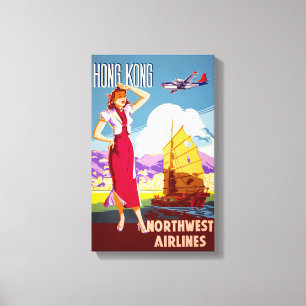 Herstelde Poster van de Reis van Hong Kong het Canvas Afdruk