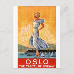 Herstelde Poster van de Reis van Oslo Noorwegen Briefkaart