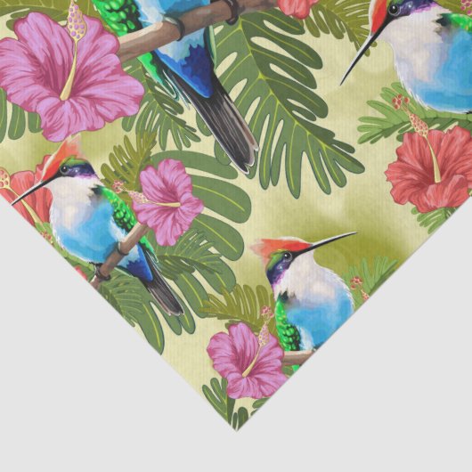 Herstelvogel en Hibiscussen Tissuepapier (Detail)