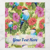 Herstelvogel en Hibiscussen Wijn Etiket (Enkel label)