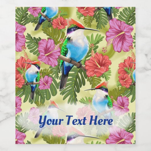 Herstelvogel en Hibiscussen Wijn Etiket (Enkel label)