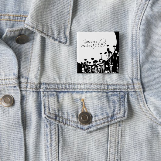 Herstelwonder, zwart en wit vierkante button 5,1 cm (In situ)