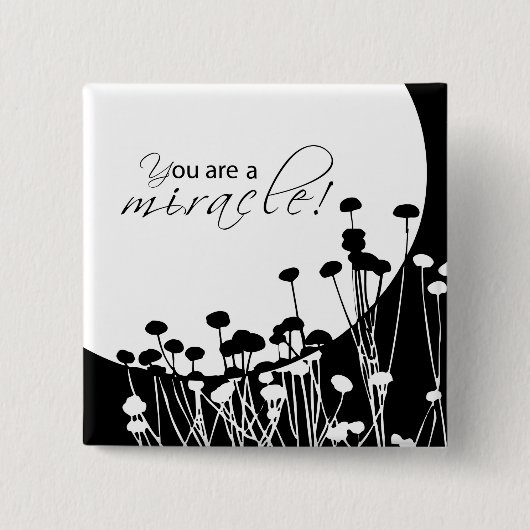 Herstelwonder, zwart en wit vierkante button 5,1 cm (Voorkant)