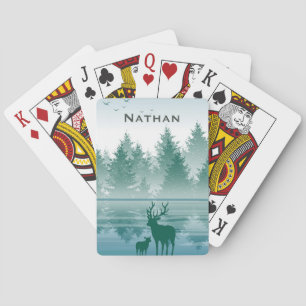 hert dennen groene bos landschap gepersonaliseerd pokerkaarten