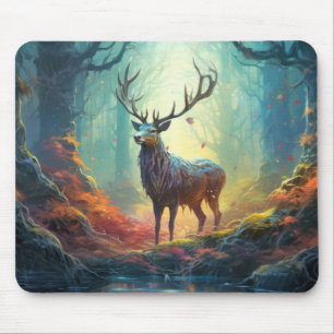 hert dier wilde dieren wildernis kleurrijke kunst muismat