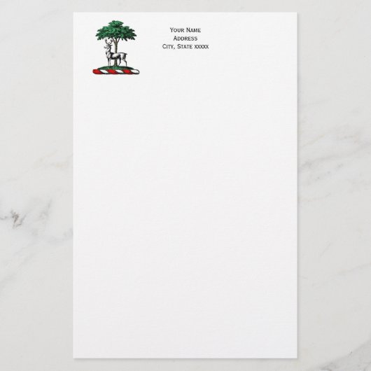 Hert door Boom Heraldisch Wapenschild Embleem Briefpapier (Voorkant)