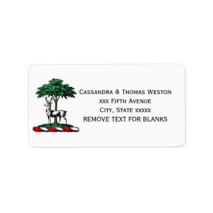 Hert door Boom Heraldisch Wapenschild Embleem Etiket