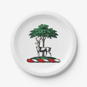 Hert door Boom Heraldisch Wapenschild Embleem Papieren Bordje