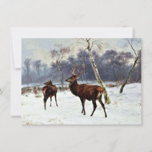 Hert en hinde in een besneeuwd landschap kaart