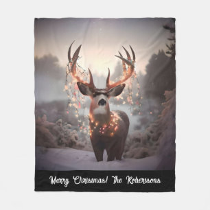 Hert en kerstlichtjes fleece deken