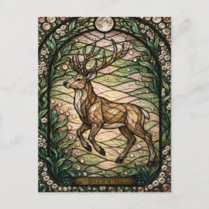 Hert / Herten Dawn Bosland Illumina Glas in Lood Briefkaart