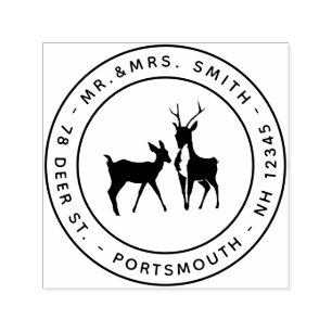 Hert herten en ree Mr. & Mrs. Rond retouradres Zelfinktende Stempel