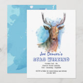Hert in aquarel uitnodiging (Voorkant / Achterkant)