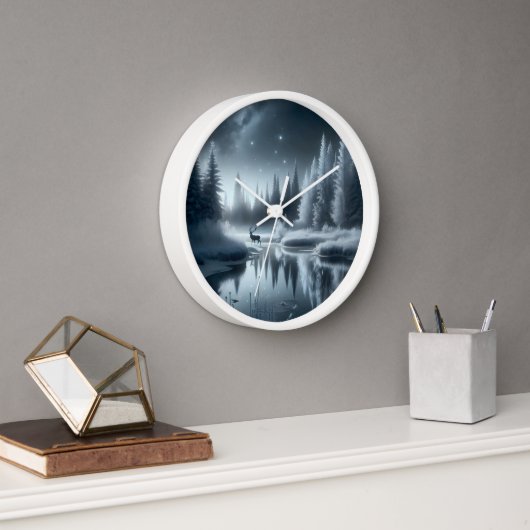 Hert in een winterrivier 's nachts (Kantoor)