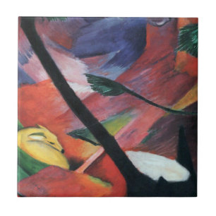 Hert in het bos II door Franz Marc; Reh im Walde Tegeltje