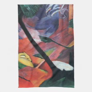 Hert in het bos II door Franz Marc; Reh im Walde Theedoek