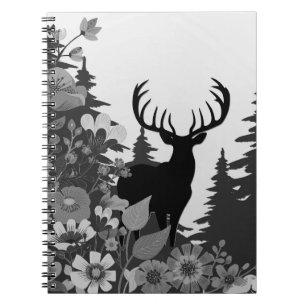 Hert met grote gewei uit het bos notitieboek