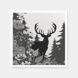 Hert met grote gewei uit het bos  servet