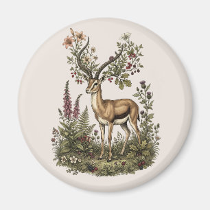 Hert met wilde bloem magneet